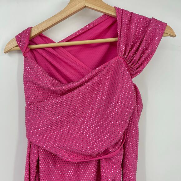 Cult Gaia | Nicole Dress in Dragonfruit Cut Out Asymmetrical Mini Dress XS - Picture 12 of 15